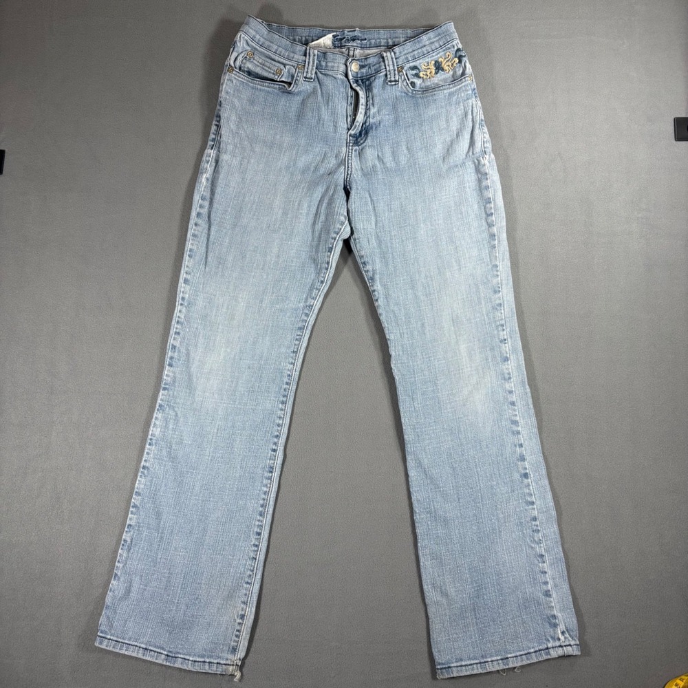 Zena Jeans Bootcut Womens 6 Light Blue Good Vintage Y2K Embroidered Distressed